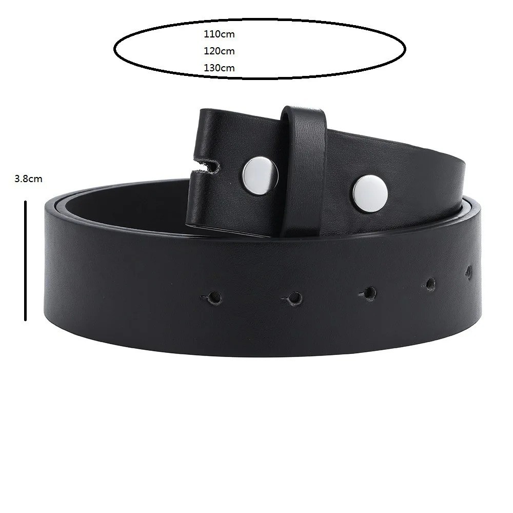 Men’s PU Leather Belt Strap Without Buckle 3.8cm Replacement Belt Body Black Cof