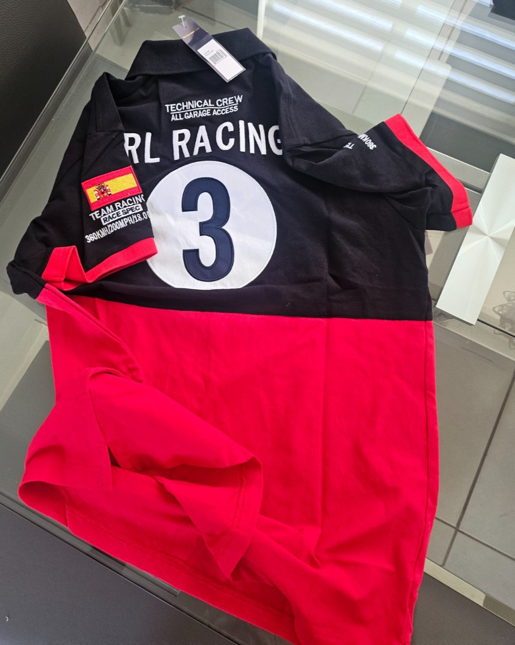 Polo Ralph Lauren RL Racing España Polo Shirt Men’s Black Red Big Pony 3 Spain