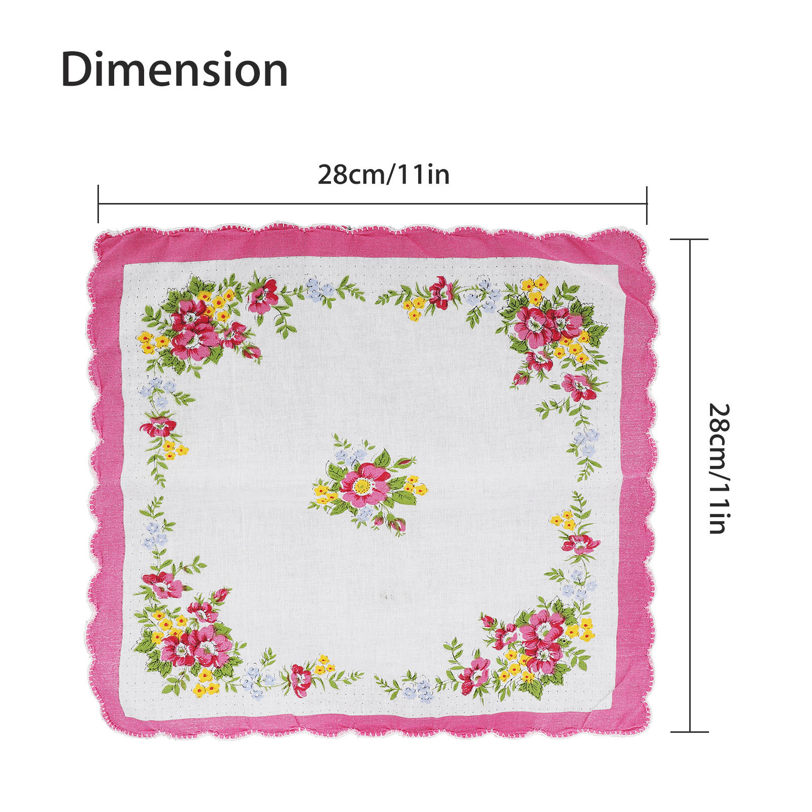 20Pcs Lady Handkerchiefs,100% Cotton Soft Pocket Square, Vintage Flower Hankies