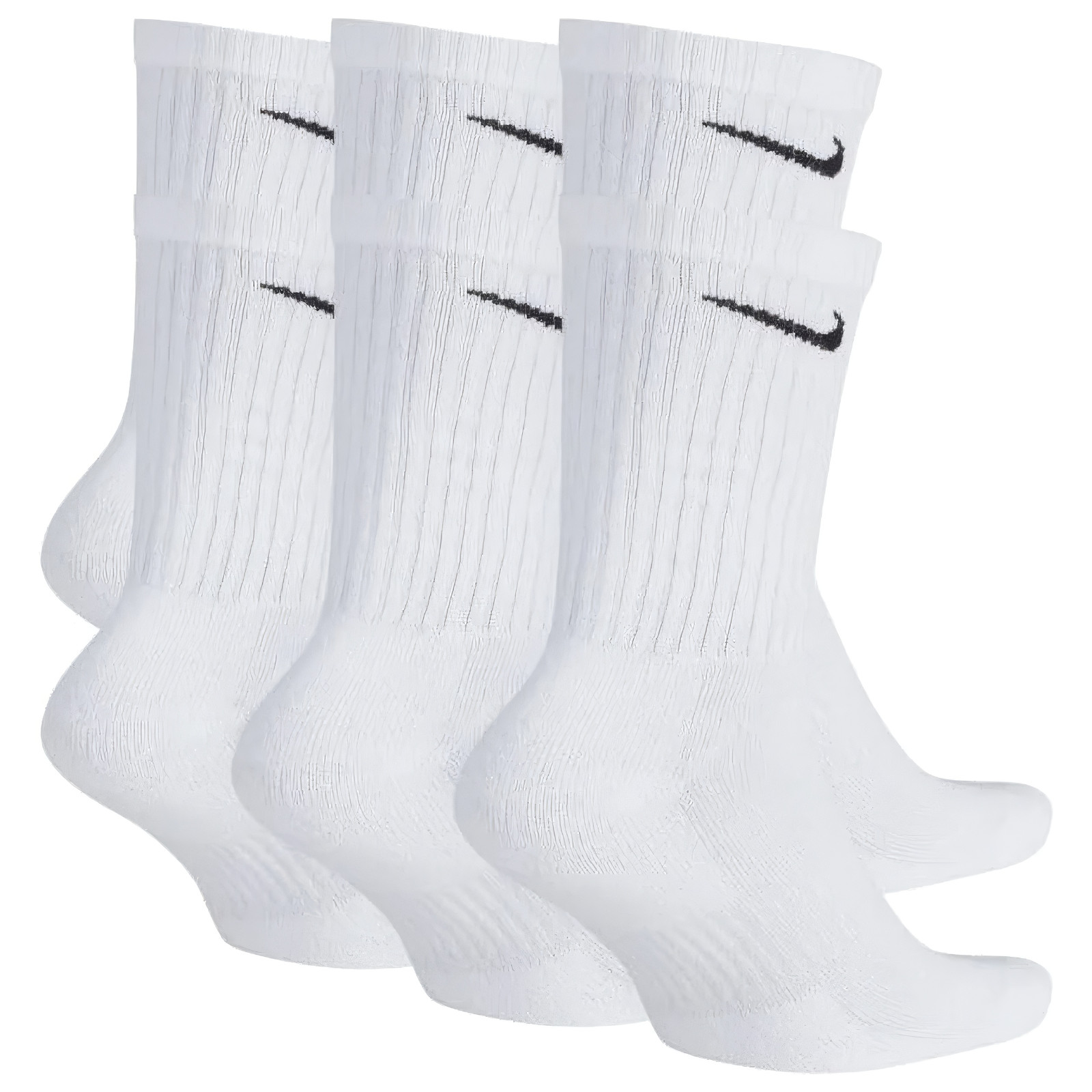 OUTLET ! Nike Dri-FIT Crew Socks 3 Pairs White Cushioned Unisex Multiple Sizes