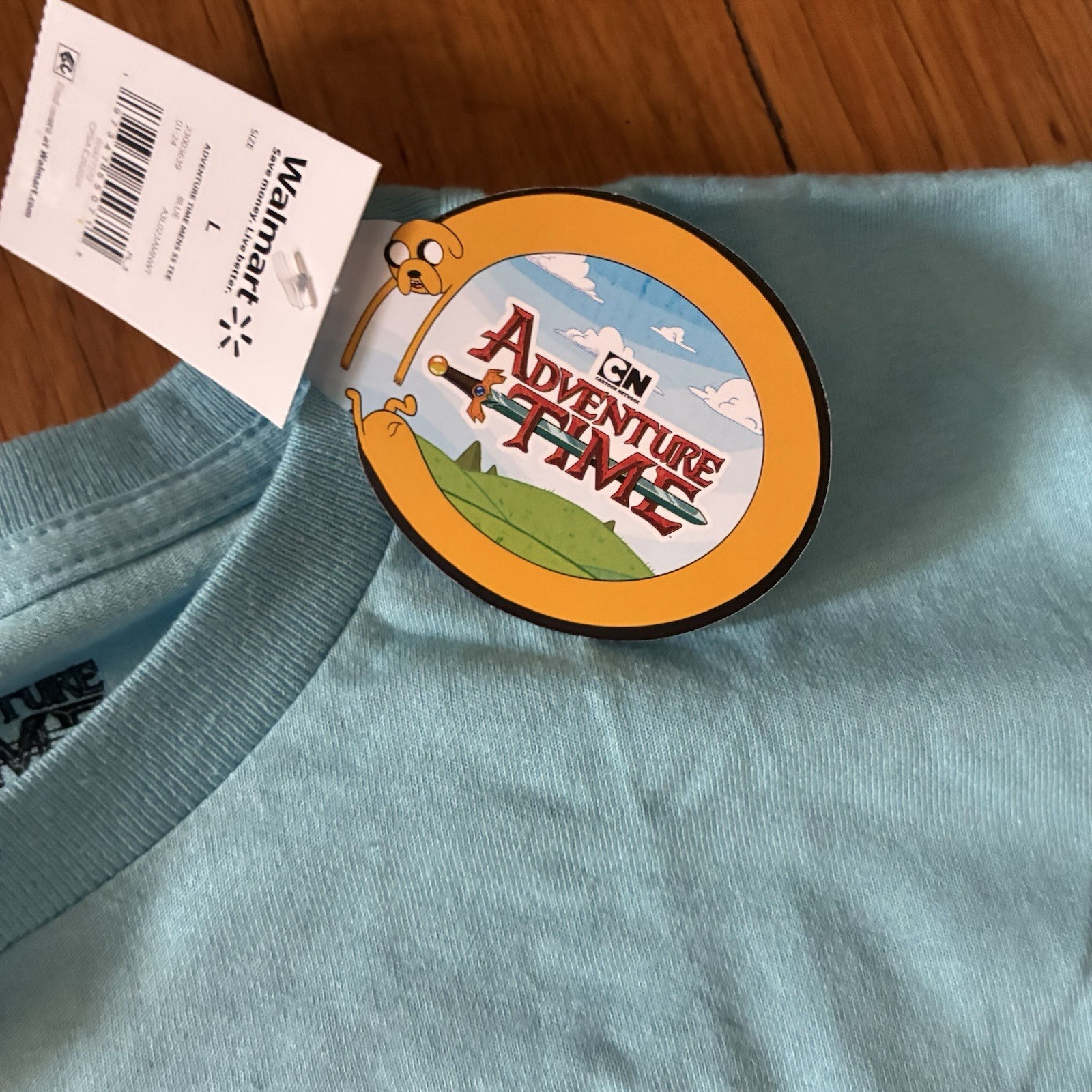 Adventure Time with Finn & Jake Men’s Blue Cartoon Graphic Tee T-Shirt Sz Large