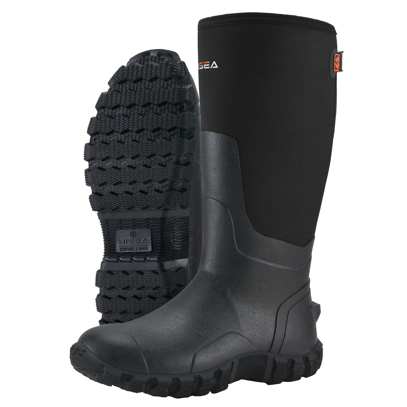 HISEA Men’s Rain Boots Waterproof Insulated Fishing Hunting Farm Mud Work Boots