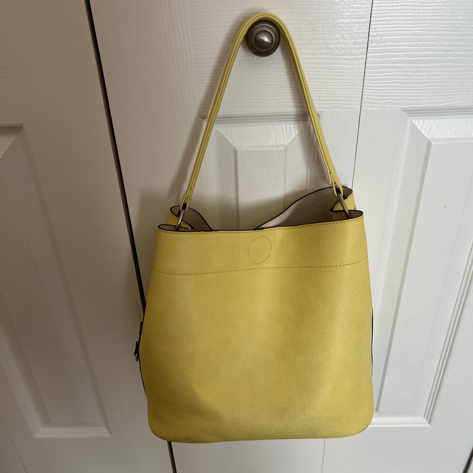 Yellow Shoulder Tote Vegan Leather LG Bag 12″W x 11″H x 7″D~7″ Strap Drop