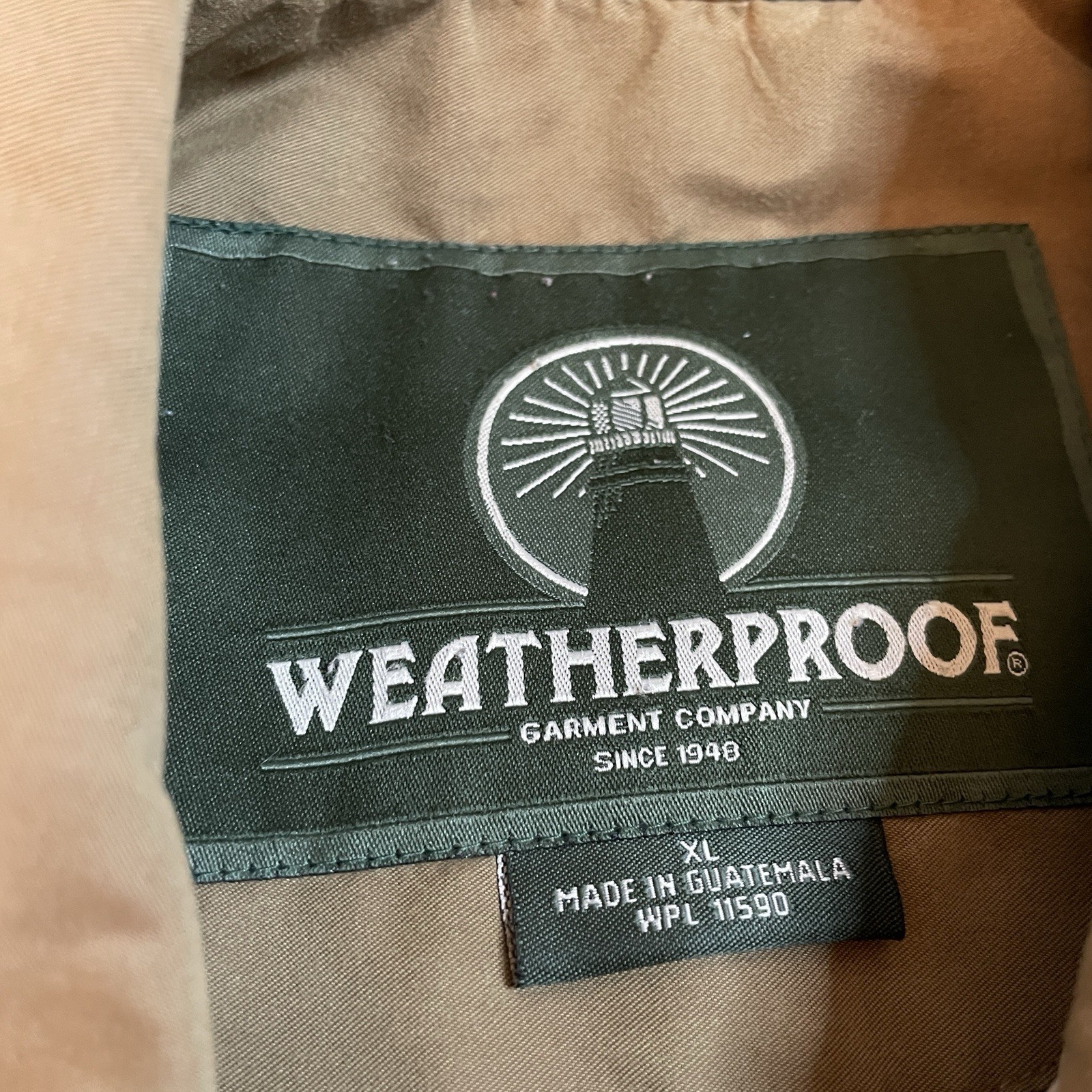 Vintage Weatherproof Bomber Jacket Windbreaker Mens XL Tan Zip Up Pockets Casual