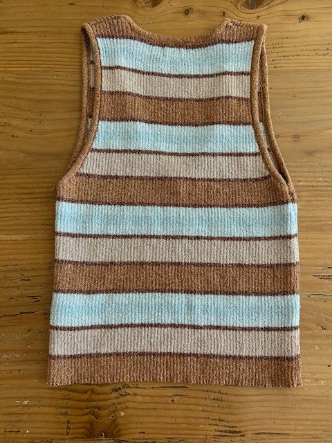 COTTON:ON brown/tan/baby-blue v-neck sweater vest – sz Medium (LOTS of stretch)