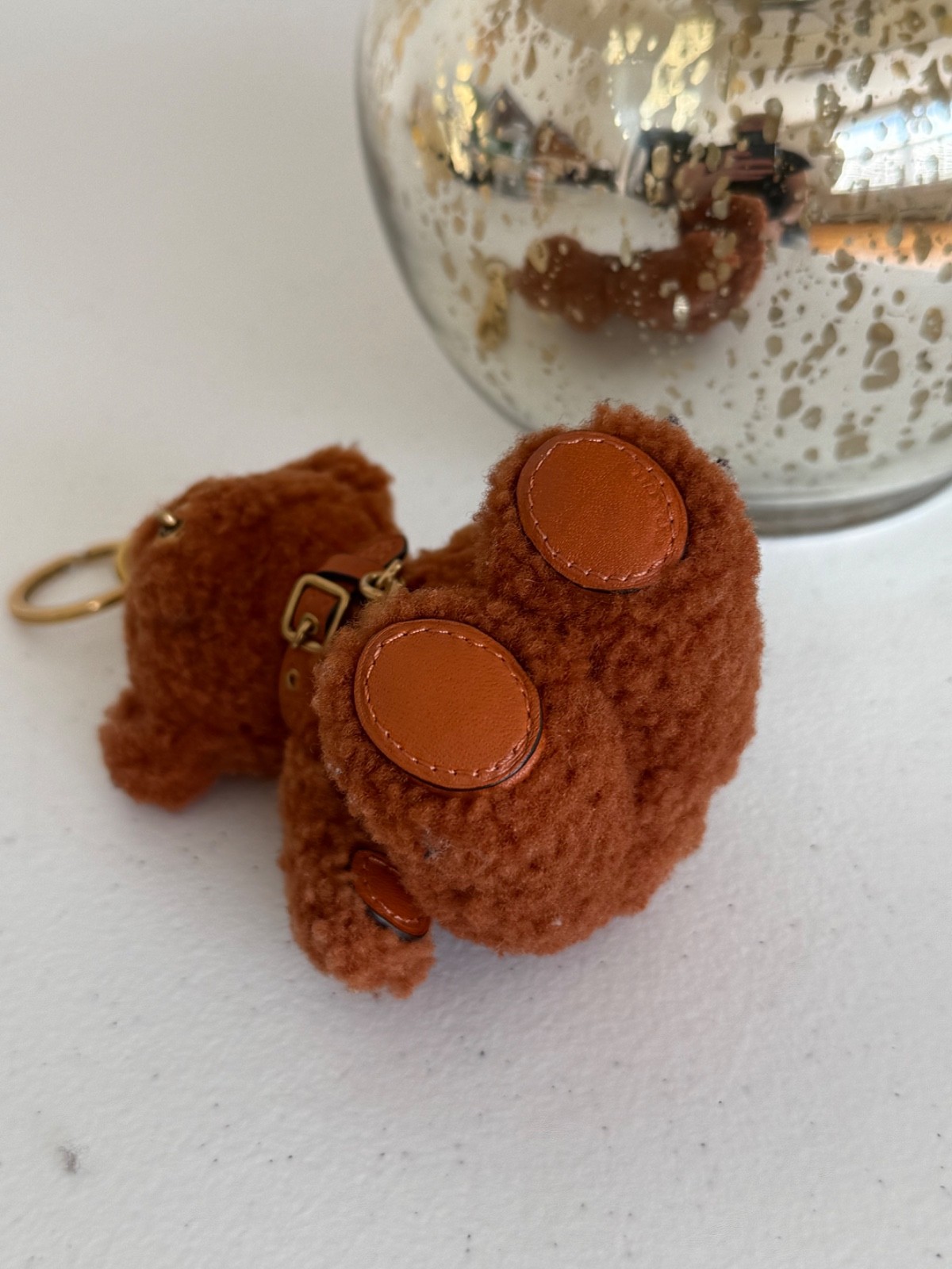 Coach Bear Bag Charm In Signature Shearling – Ginger “Gingy” EUC