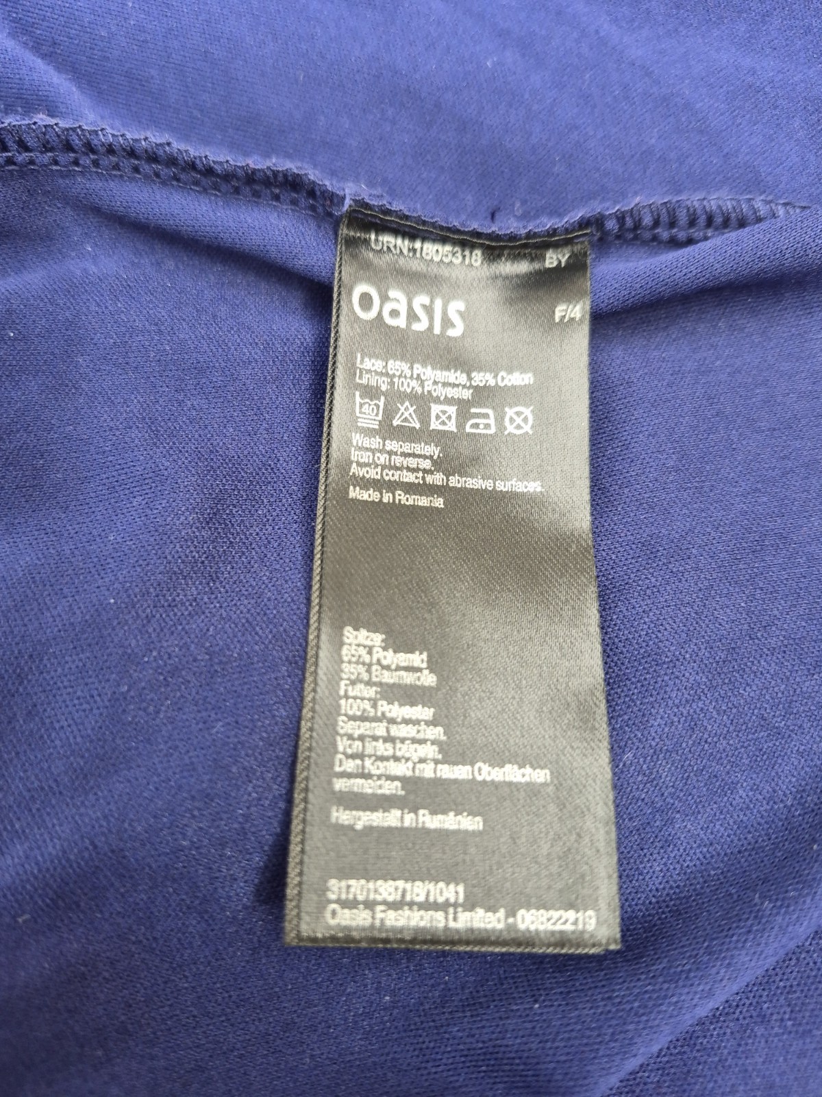 Oasis Royal Blue Lace dress. Size 12. Fully Lined. Good condition.