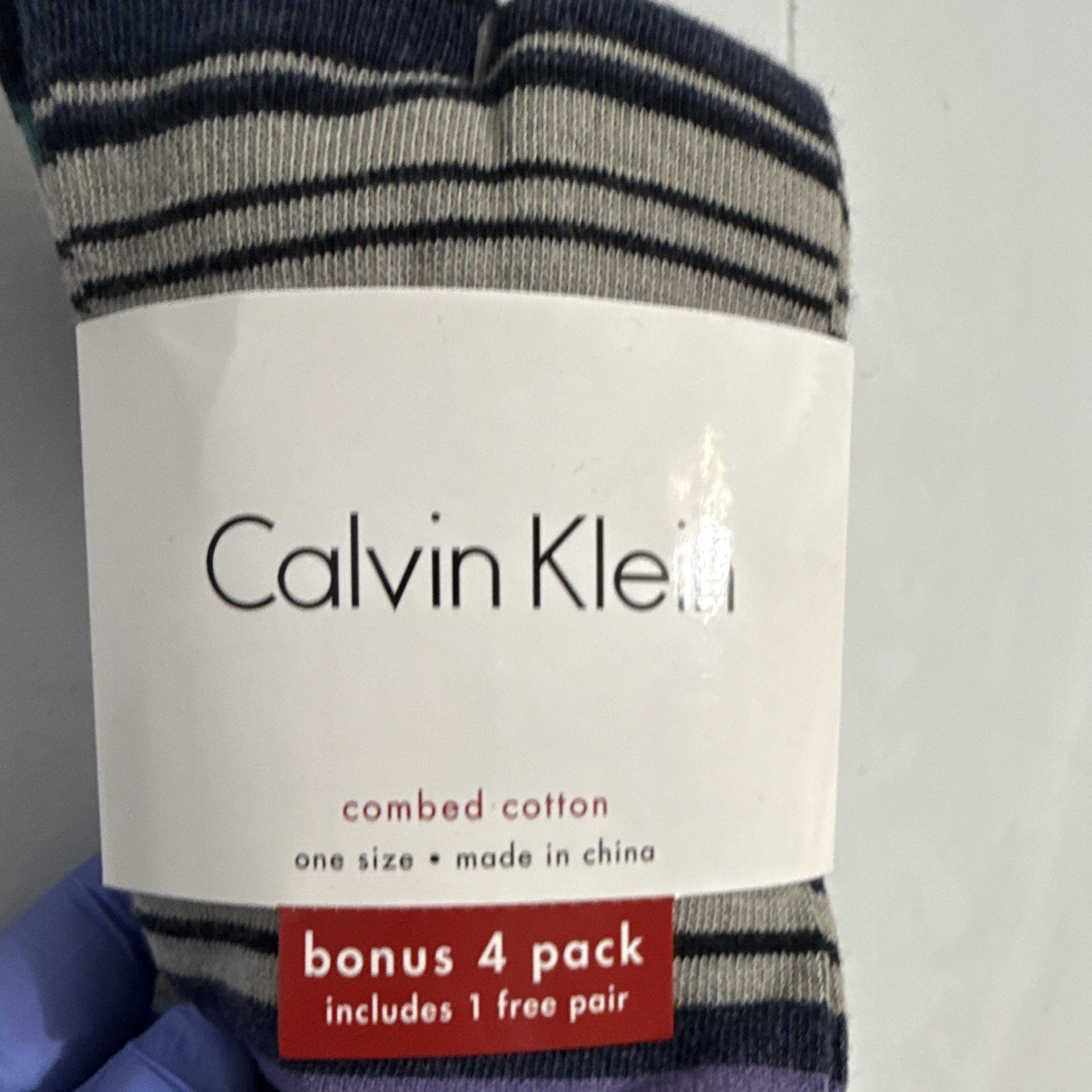Calvin Klein Men’s Combed Cotton Striped Crew Socks 4 Pairs 10-13