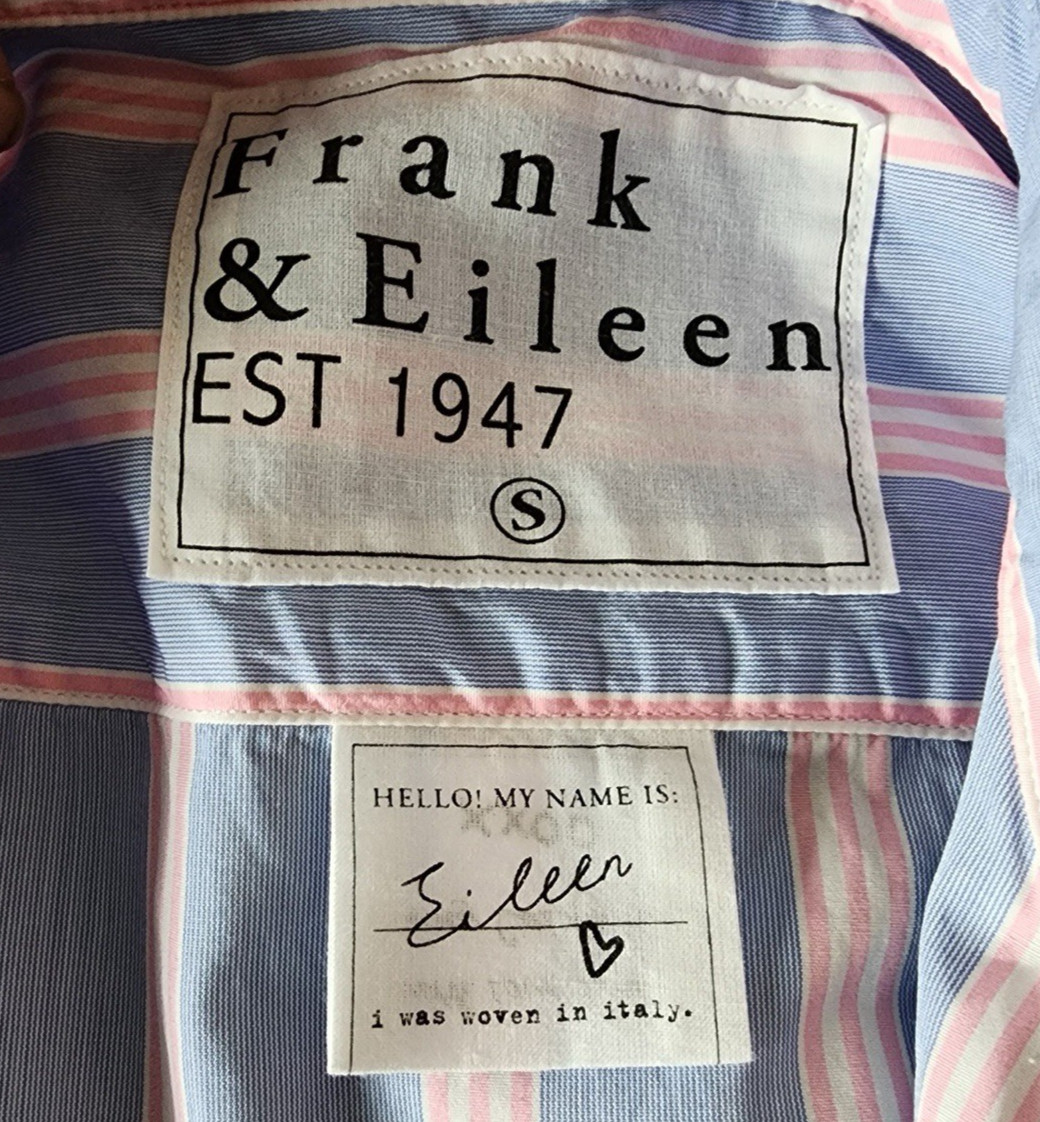 Frank & Eileen Eileen Blue Pink Stripe Italian Cotton Button Shirt Women’s S