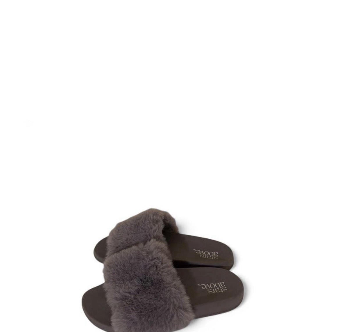 Stars Above Women’s Gray Faux Fur Lined Slide Slippers Open Toe Slip On
