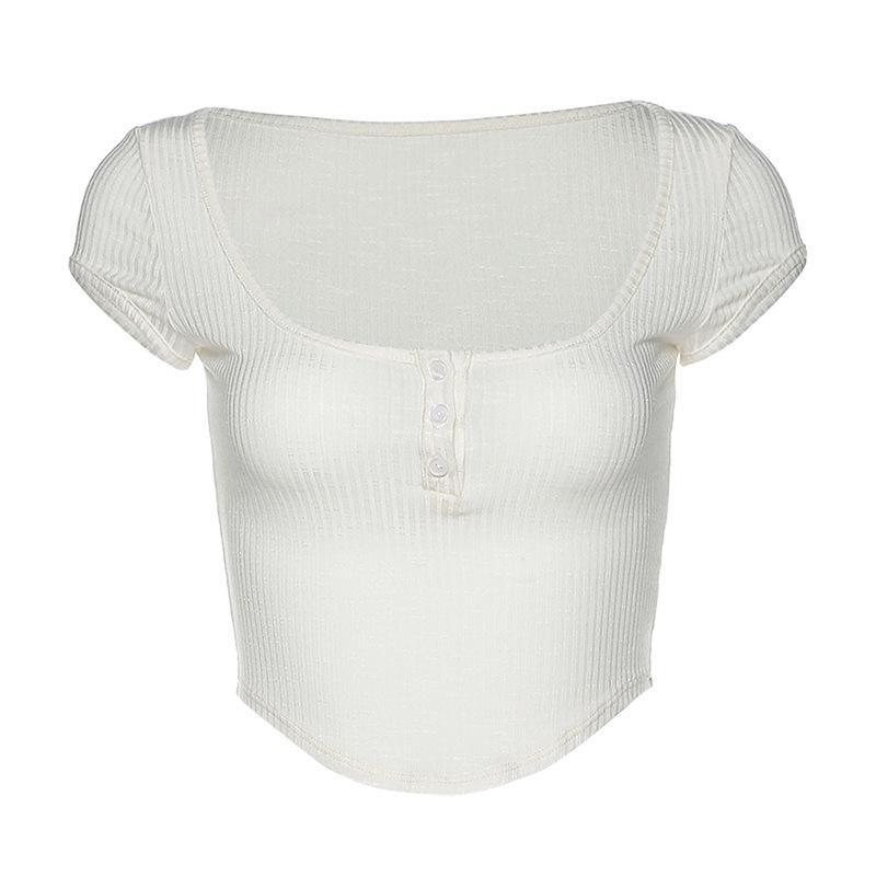 Women’s Sheer Low Cut T-shirt Transparent See-through Crop Top Short Sleeve