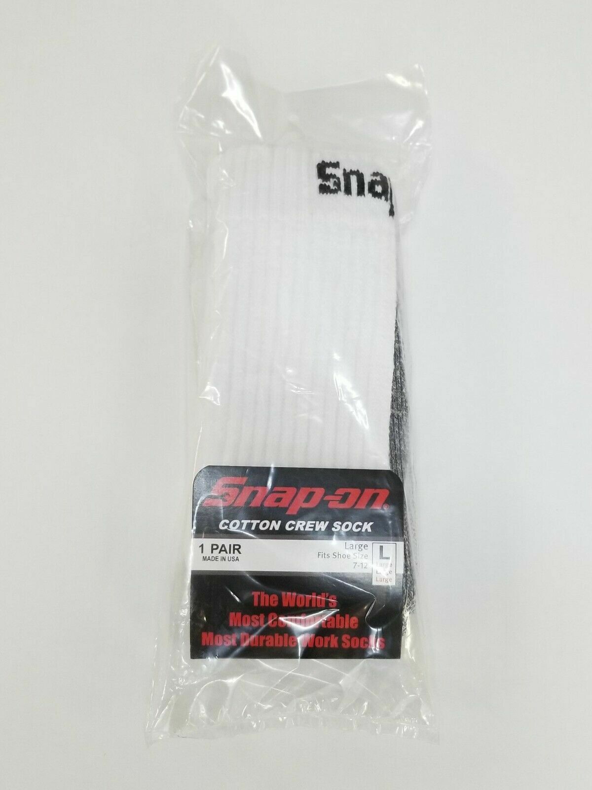 12 Pairs Men’s White Snap On Tools Crew Socks Large FREE Shipping to USA New!