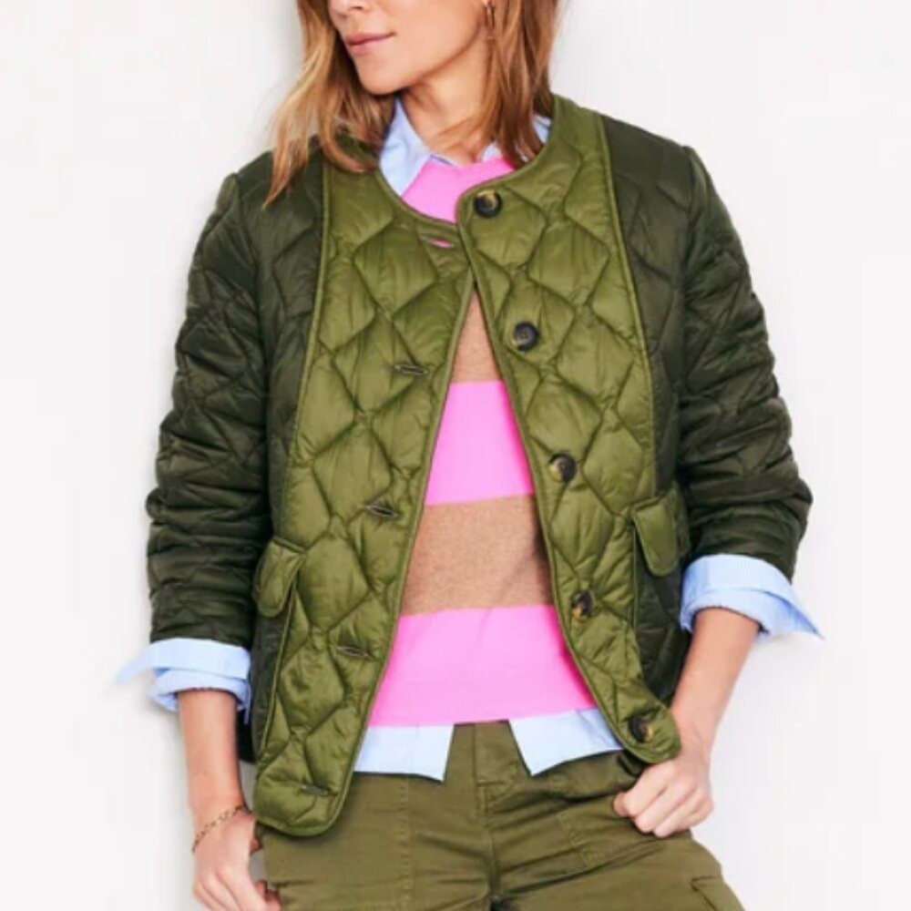 Boden Derby Quilted Liner Jacket Relaxed Fit Olive Green 12