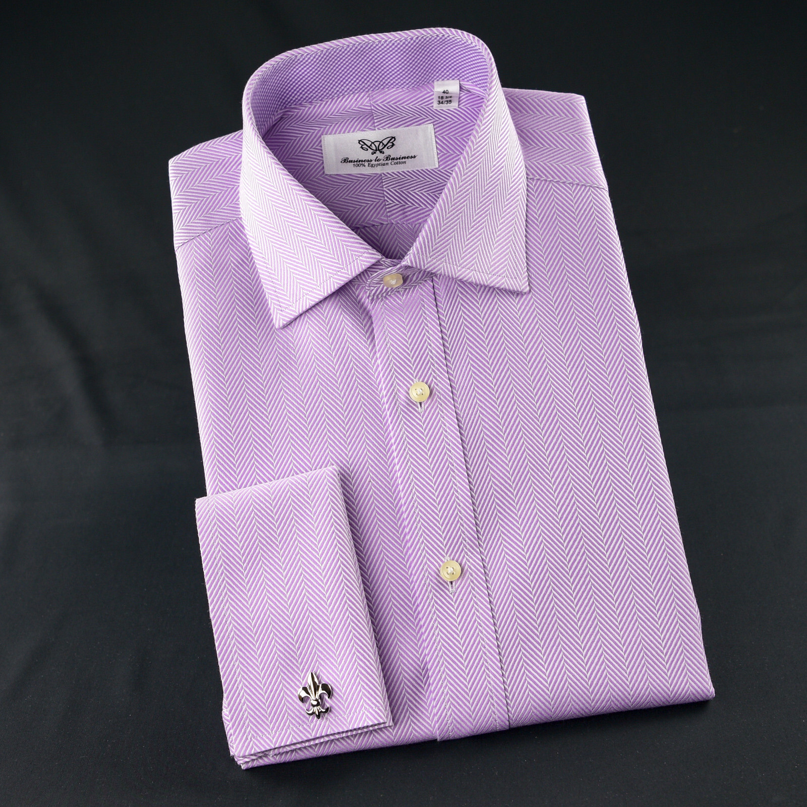 Purple Herringbone Twill Formal Business Dress Shirt Pink Check Sexy Boss Design
