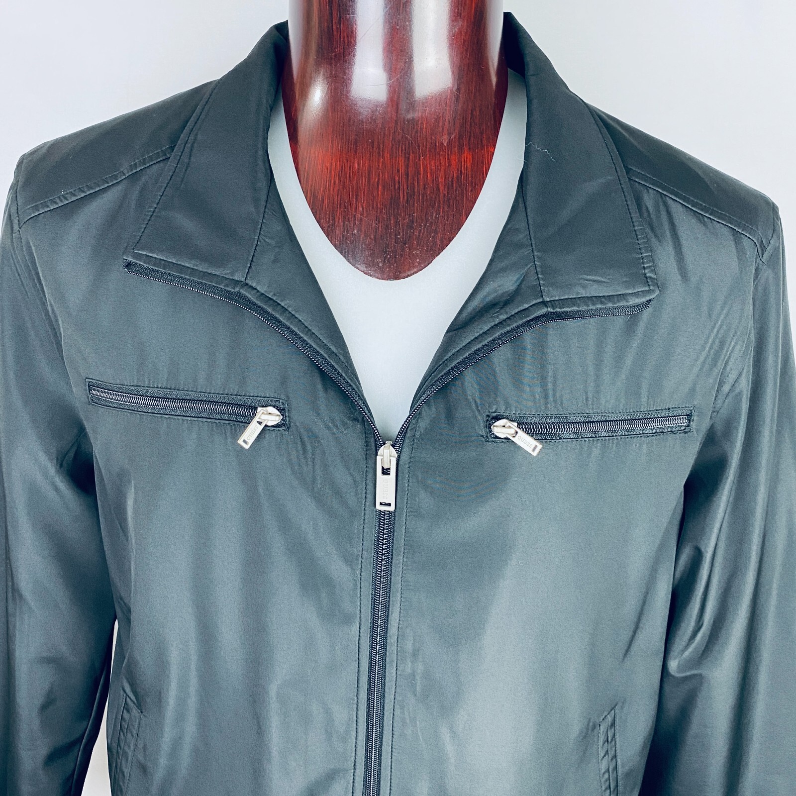 Guess Mens Jacket Snazzy Full Zip Chest Pockets All Seasons Casual XL*