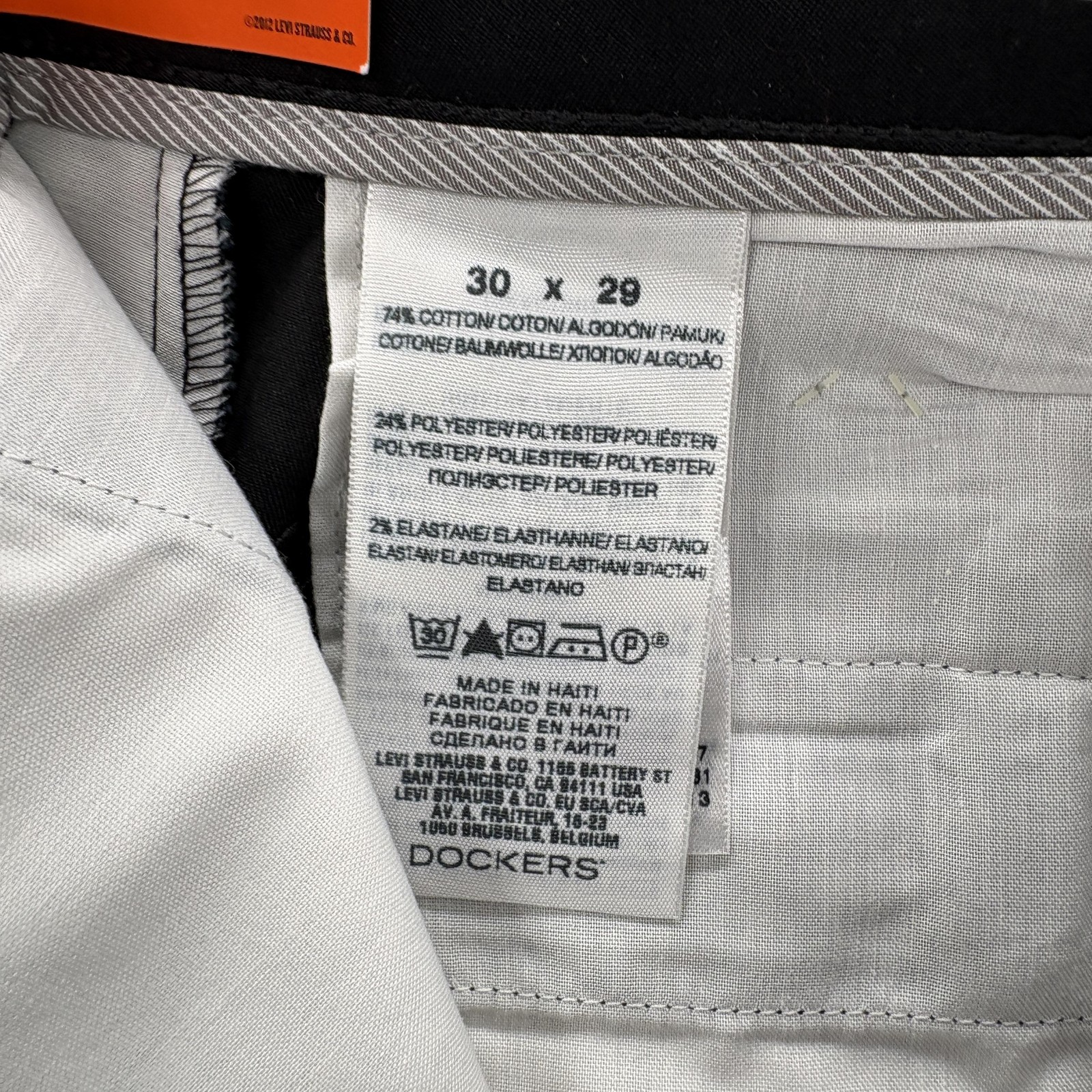 Dockers Iron Free Khaki Pants Mens 30×29 Black Straight Stretch Wrinkle Free NWT