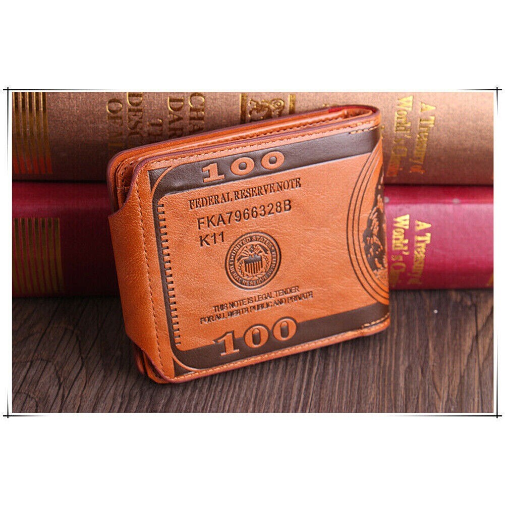 Men’s Novelty US 100 Dollar Wallet PU Leather Bill Money Billfold Card Holder US