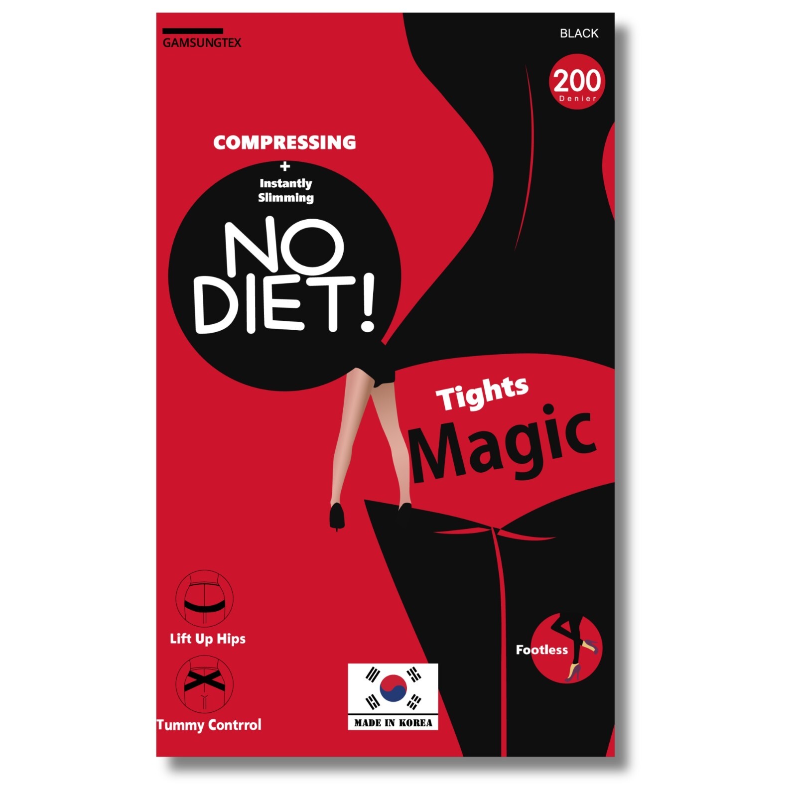200 denier opaque tights with built-in compression tummy control and lifting hip