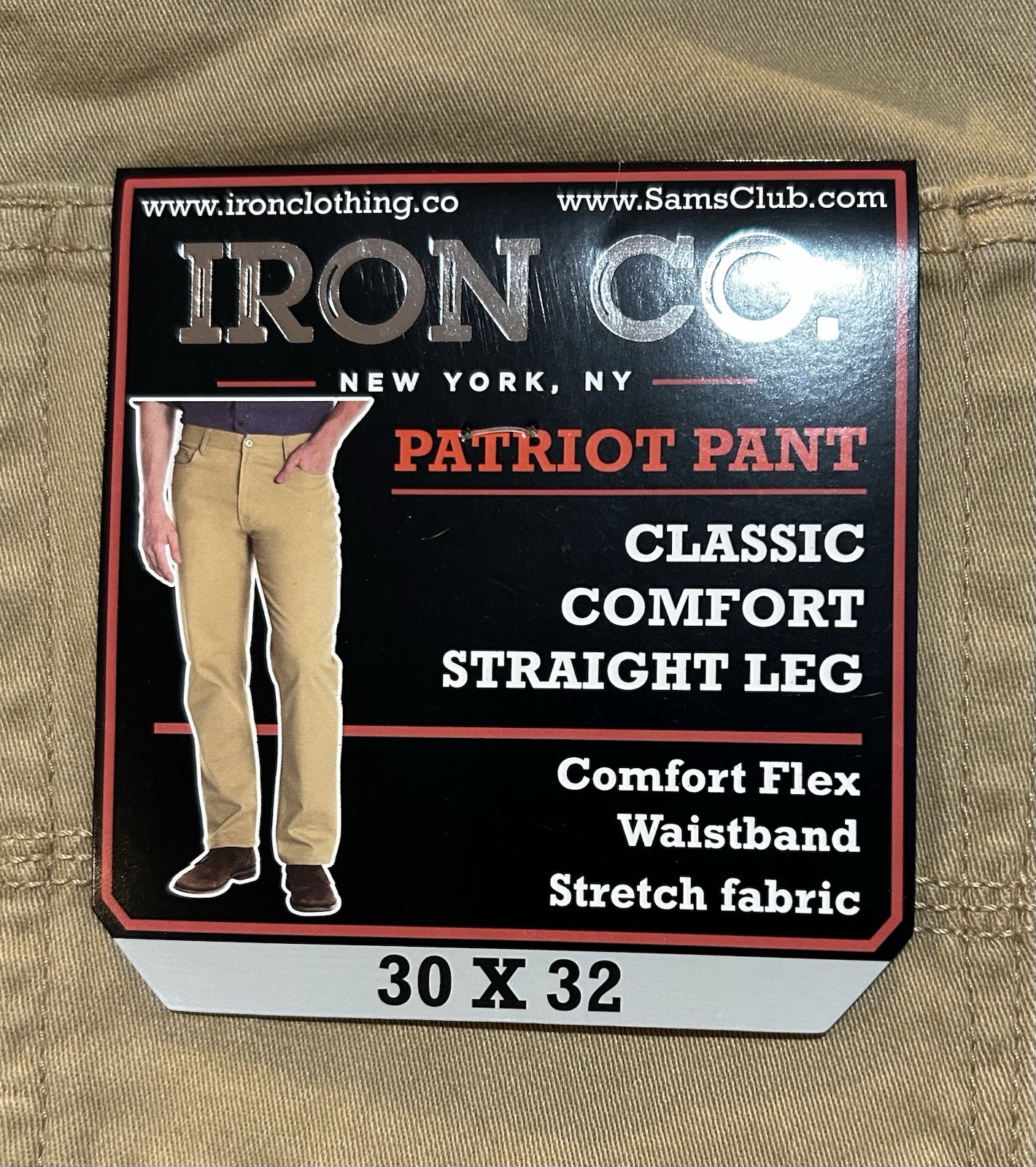 Iron Co. Men’s Classic Stretch Comfort Patriot Pants Boardwalk Khaki 30 X 32