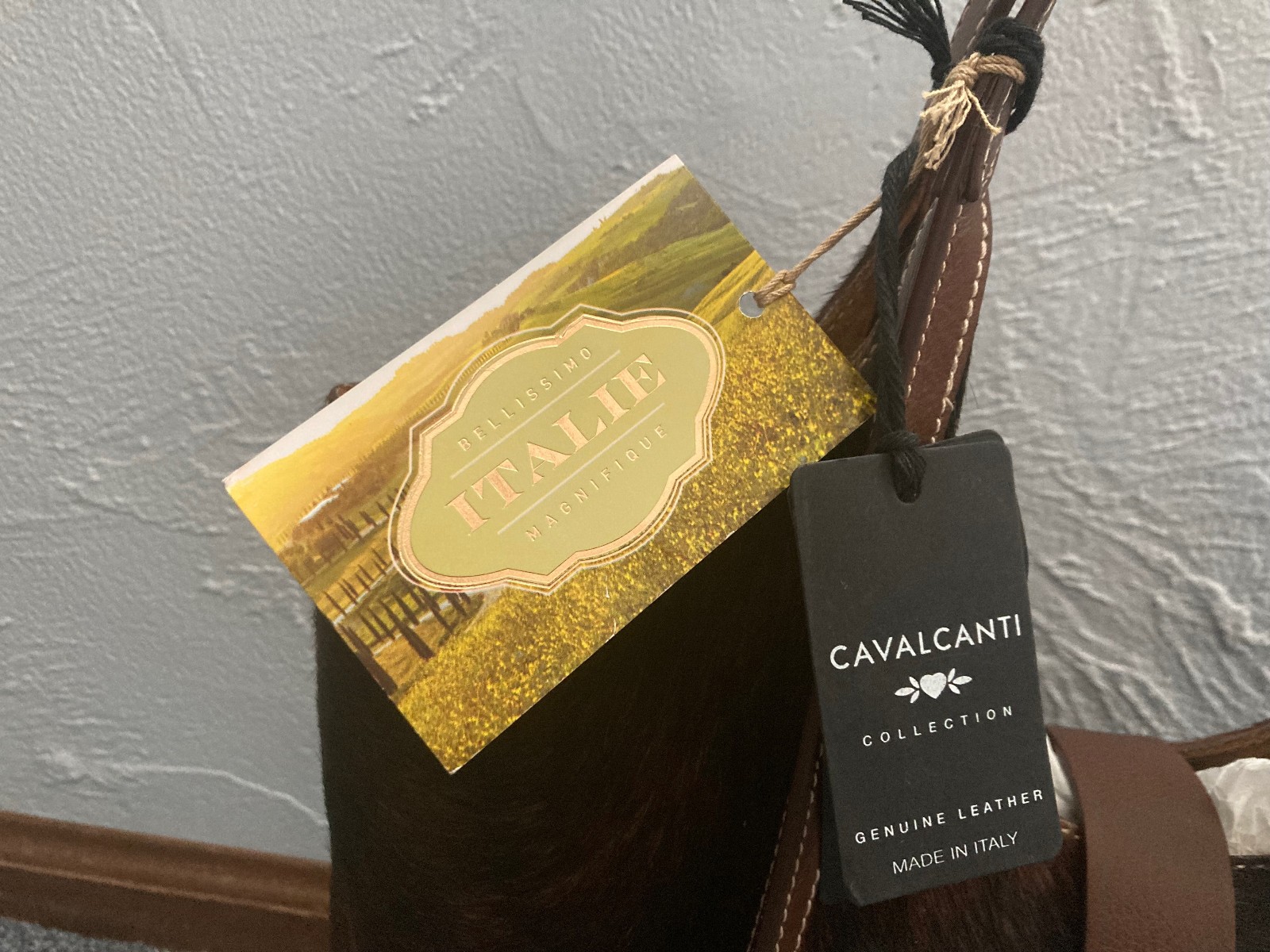 CAVALCANTI ITALIAN DESIGNER CALF HAIR BROWN COWHIDE LEATHER HOBO BAG