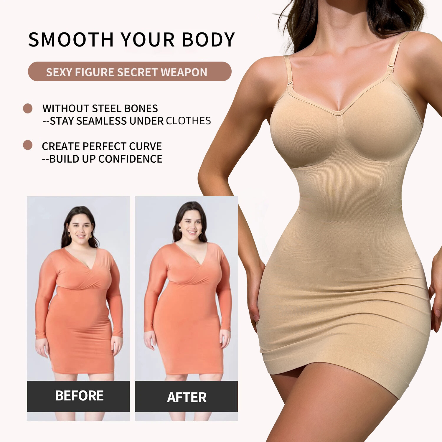 Women Shapewear Bodysuits Belly Control Seamless Slimming Full Slip Body Shaper