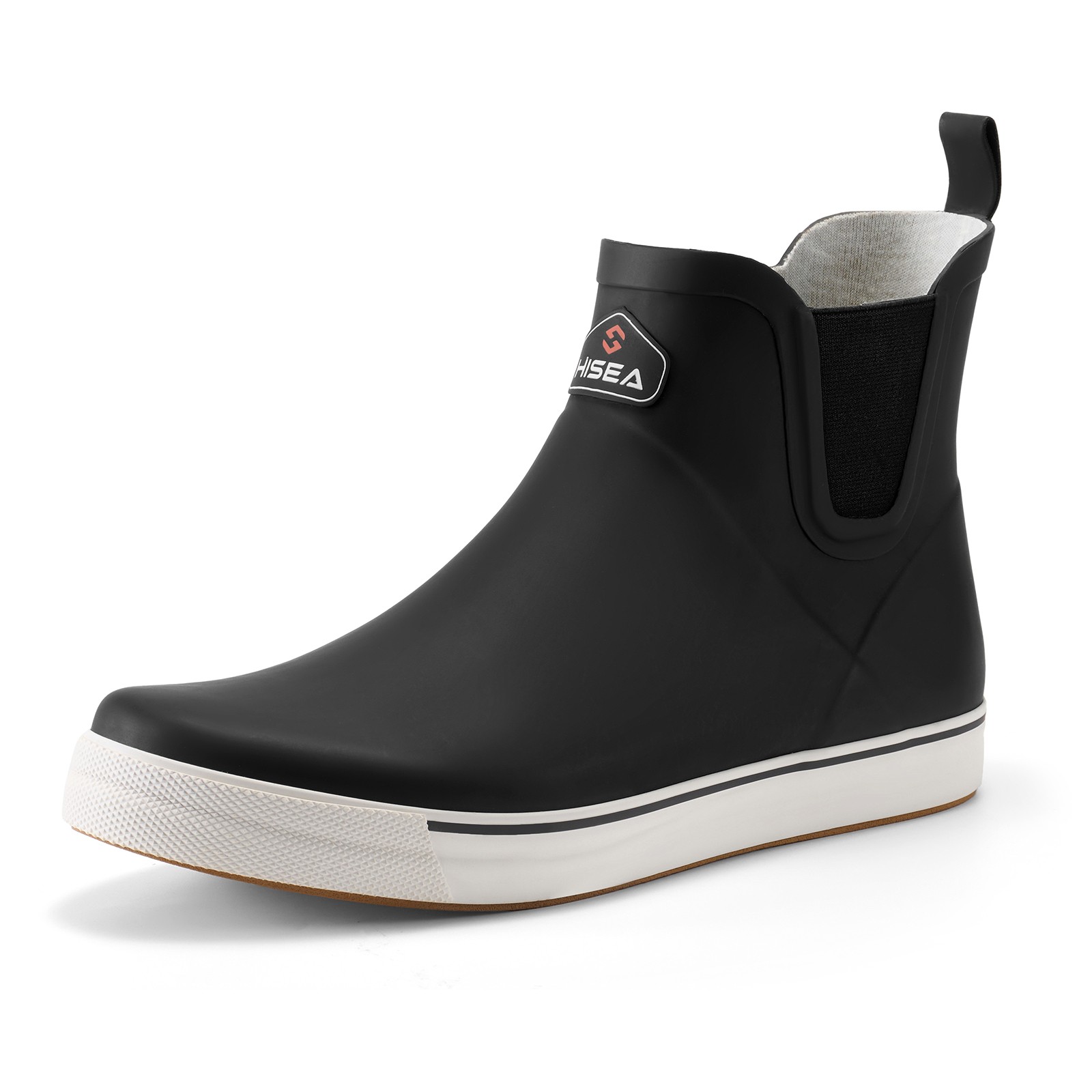 HISEA Men’s Deck Boots Ankle Rain Boots Waterproof Rubber Sailing Fishing Boots