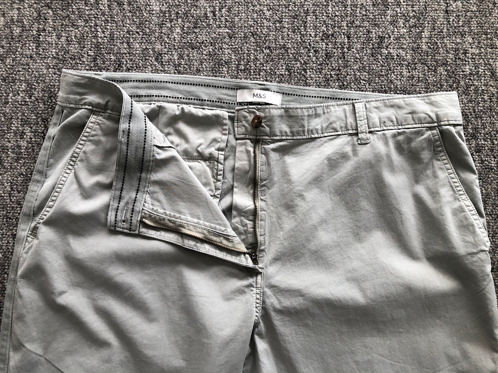 M&S Womens Light Grey Chinos Trousers Uk Size 18 L29in