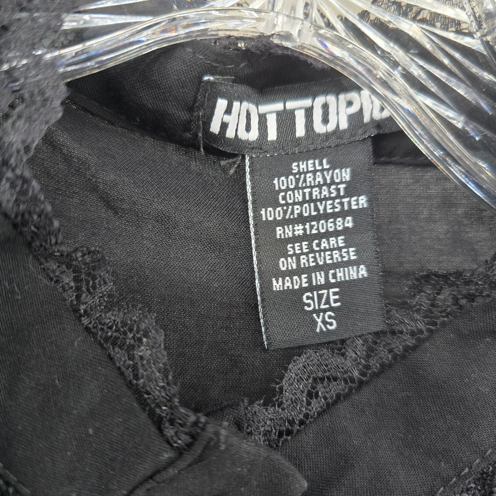 Hot Topic Women XS Button Down Black Lace Trim Victorian Gothic Blouse