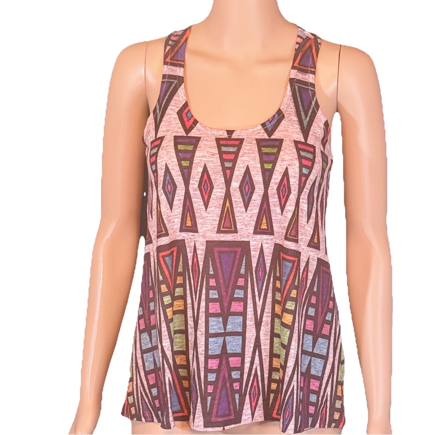 Sleeveless Racerback Tank Top Multi-Colored Geometric Abstract Fairycore Boho