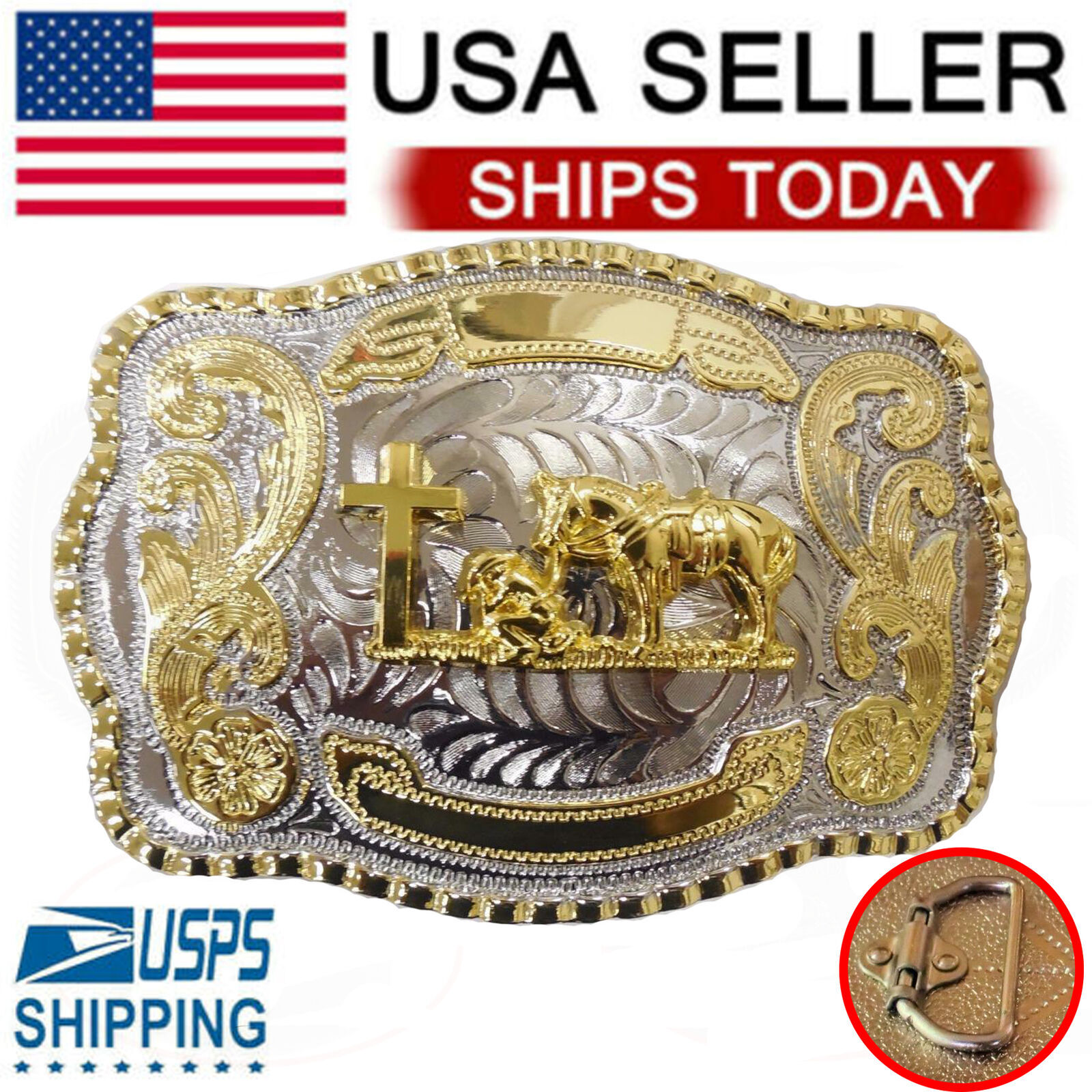MEN CROSS PRAYING ANIMAL LONG HUGE RODEO BIG COWBOY WESTERN SHINE BELT BUCKLE