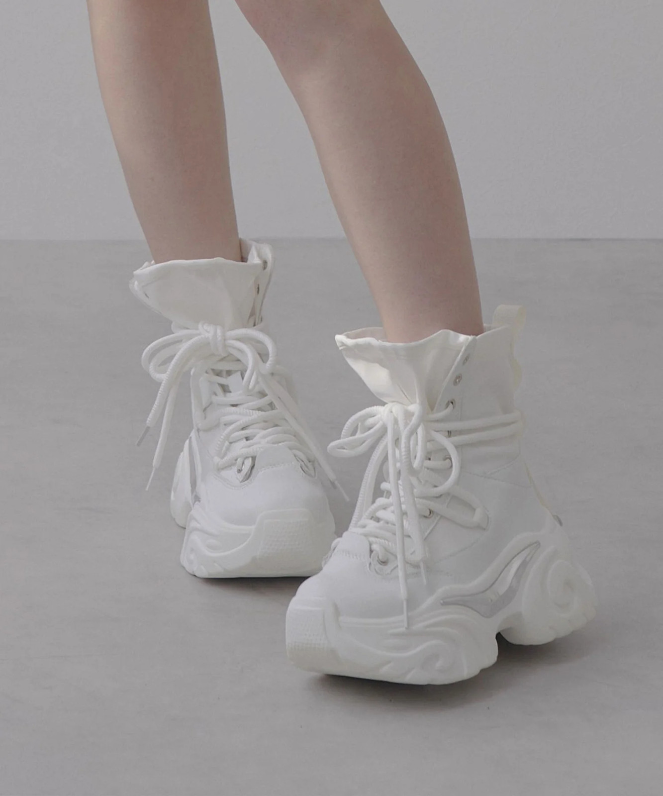 Ballet Core Platform Sneaker Shoes ruff High Cut Beautiful Legs Leg Jirai New