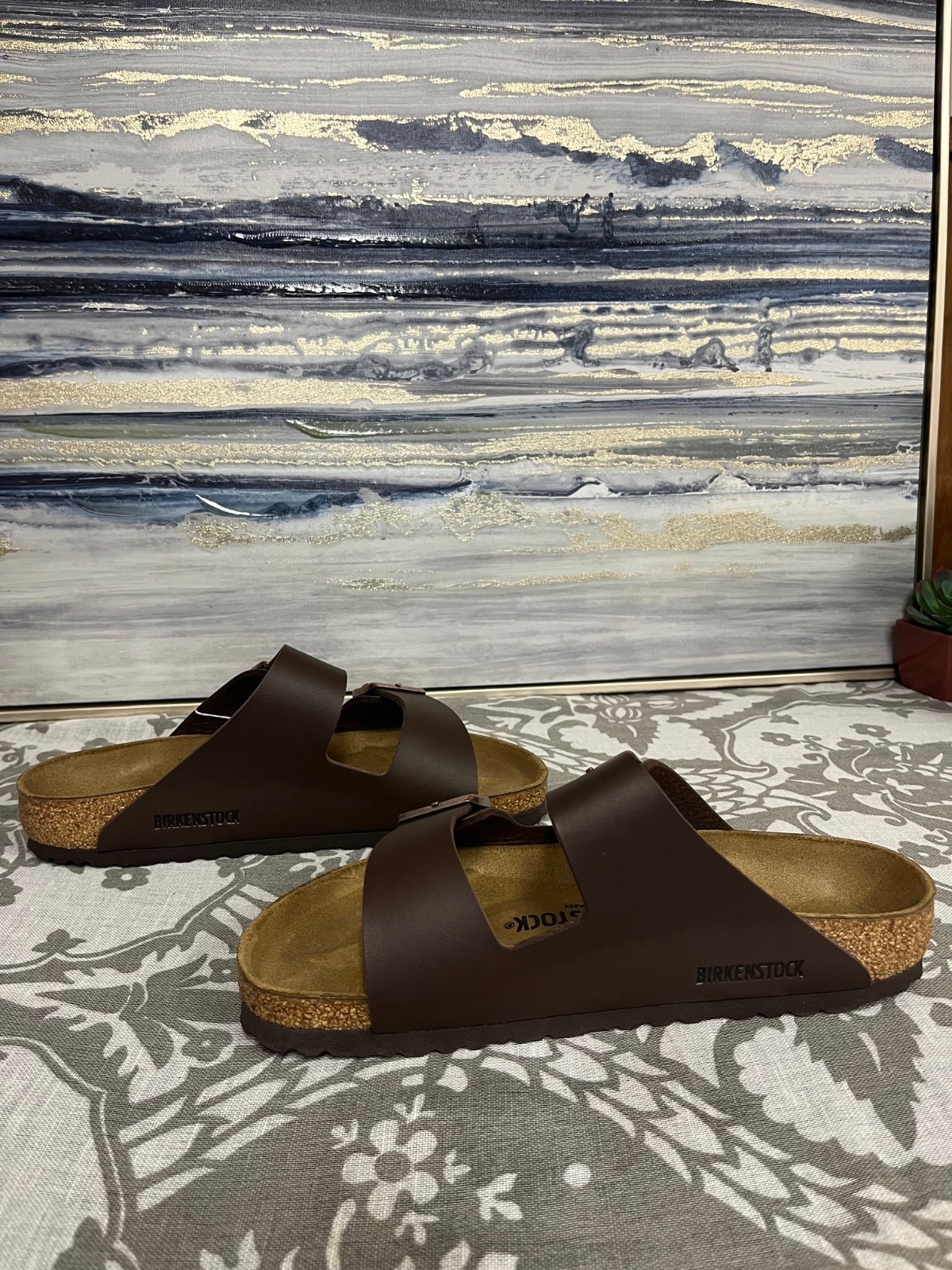 Birkenstock Arizona BS Leather Sandals Dark Brown EU Size 39