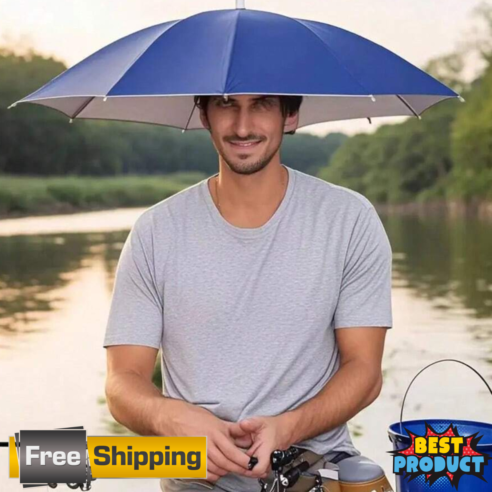Umbrella Cap Suitable for Camping Fishing Elastic Headband UV Safe Umbrella Cap