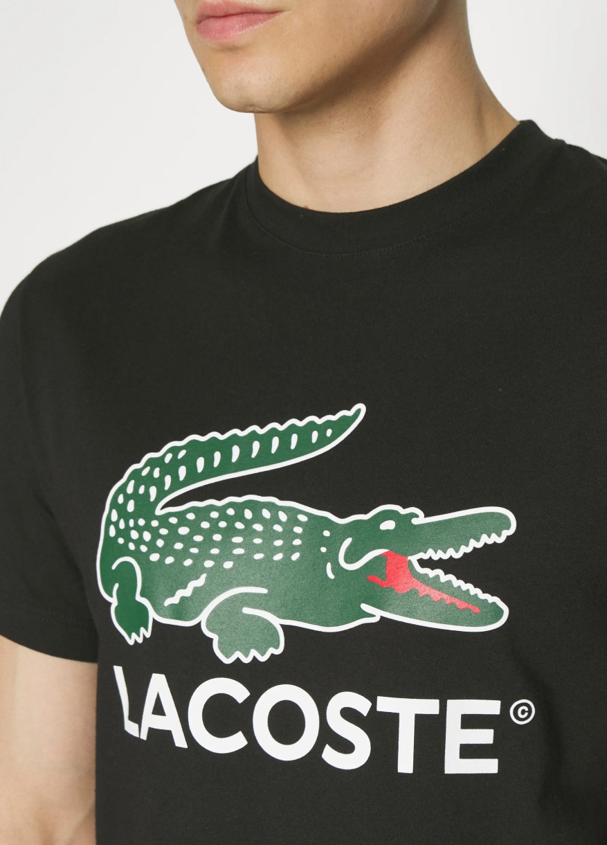 Lacoste Men’s Signature Print Cotton Jersey T-Shirt Black TH1285-51-031