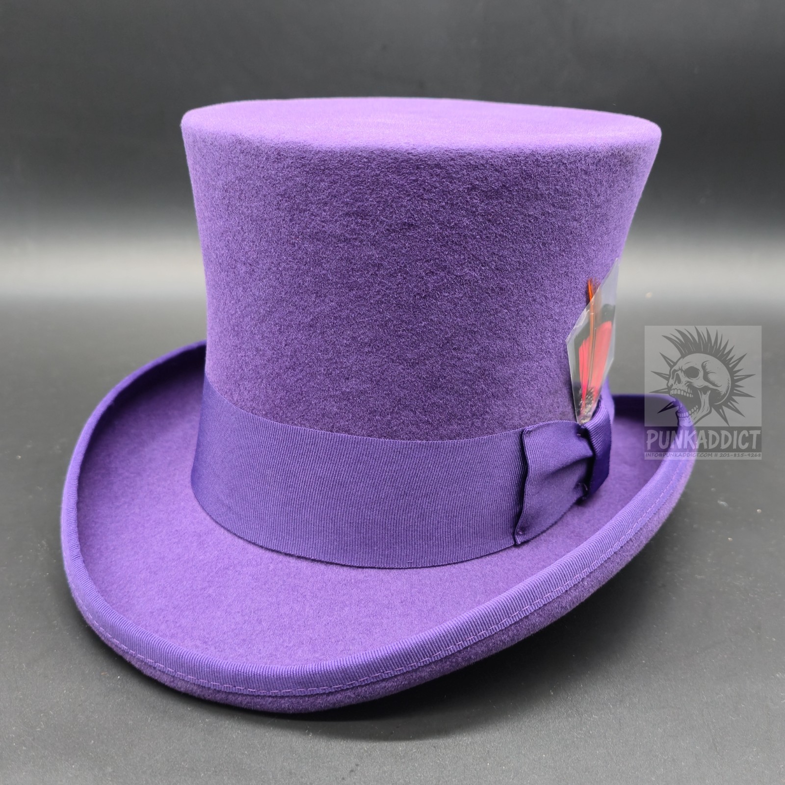 Black Top Hat Wool Felt Victorian Slash Mad Hatter Steampunk Rock Star USA