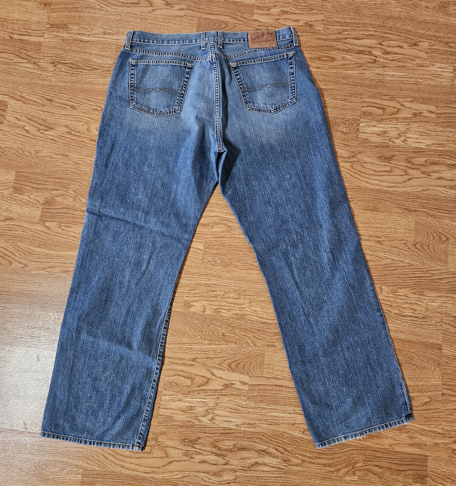 Lucky Brand Bootcut Denim Jeans Medium Wash Blue Cotton Men Button Zip