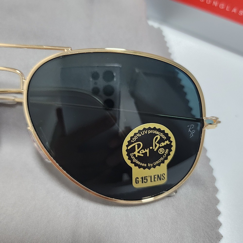 Ray-Ban RB3025 Aviator Sunglasses Gold Frame Gray Glass Lens 58mm UV400