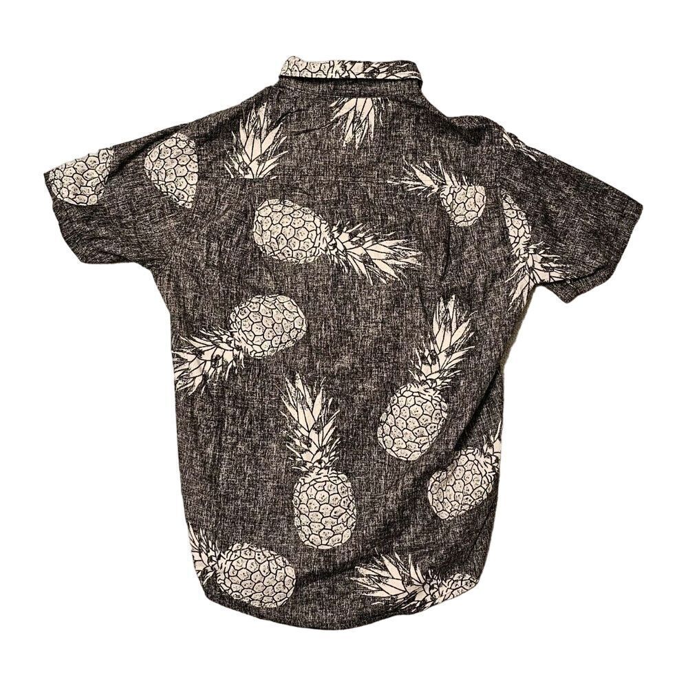 Brooklyn Cloth Button Shirt Pineapple Festival Party Boho Hawaiian Gray Cotton M