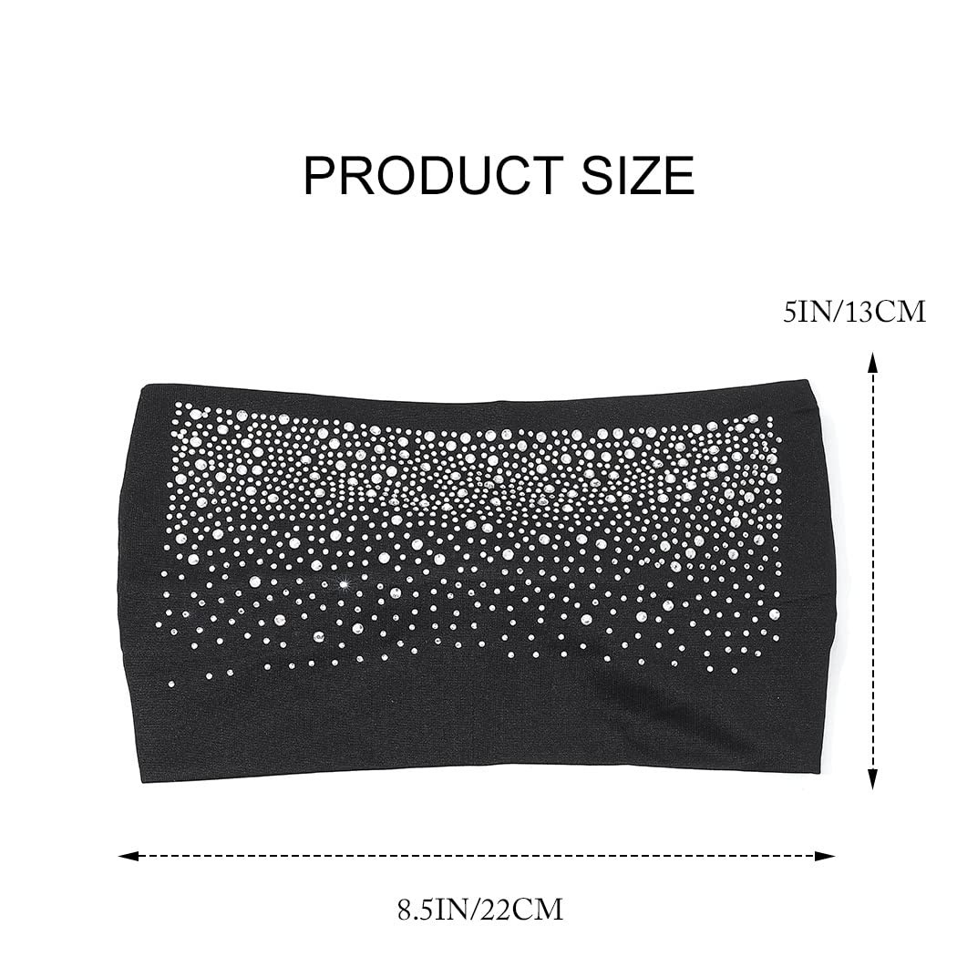 Crystal Headband Rhinestone Black Head Wraps Wide Knotted Head Band Turban Party