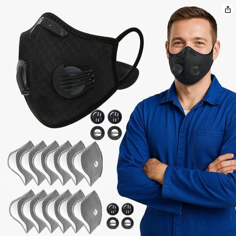 Face Mask with Active Carbon Filter Breathing Valves Reusable Cycling Sport Mesh