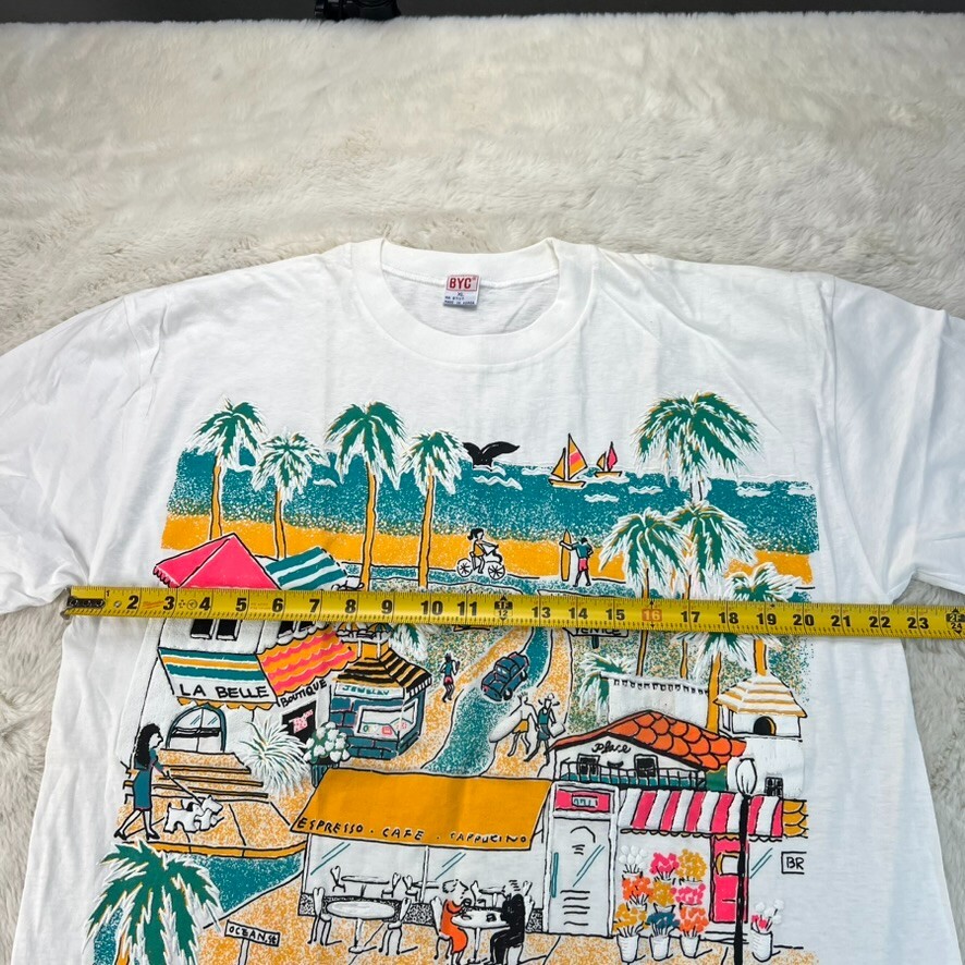 Vintage J. Screen Printers 1992 Mens XL White Venice Malibu California T-Shirt