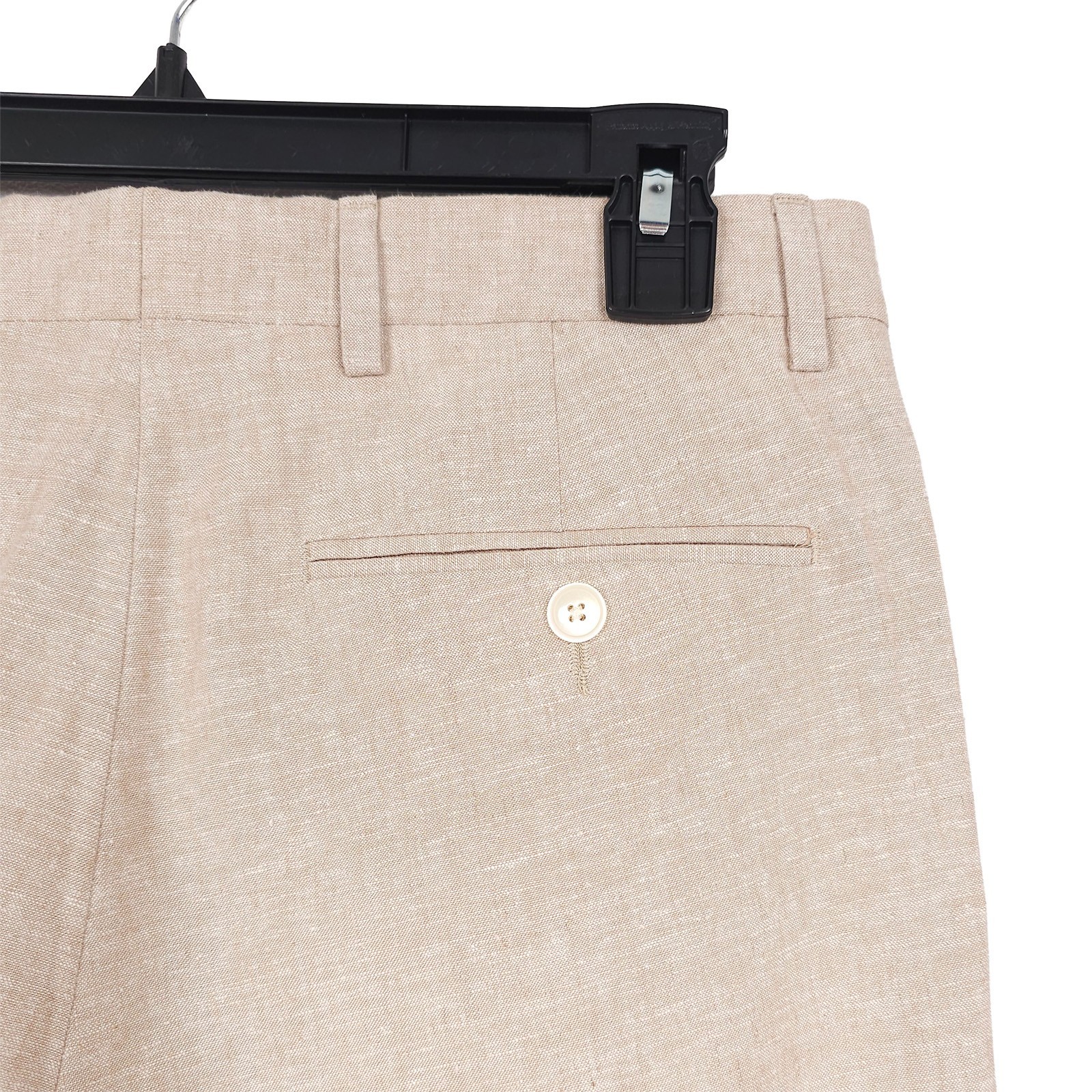 Tommy Hilfiger Mens Modern Fit Dress Pants 38×34 Tan Solid Linen Cotton Blend
