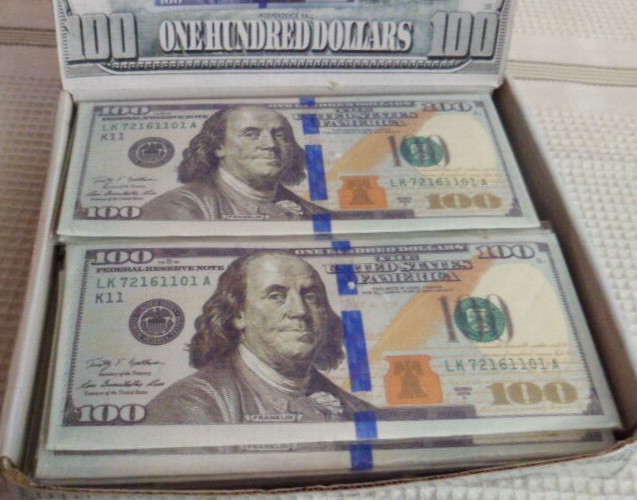$100 Wallet Bifold 1Pocket 2Card Accessory New Fun Novelty Fashion Gift Lot of 2