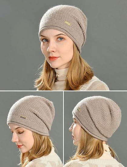 jaxmonoy Slouchy Beanies for Women Winter Soft Warm Cashmere Medium, White