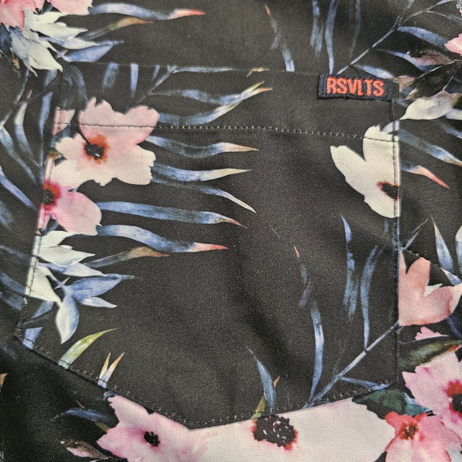 RSVLTS Women’s Cut Medium – Grandma’s Couch – Pink & Black Floral Button Shirt