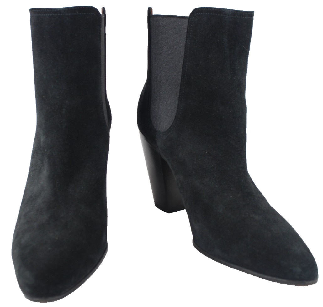 BALLY Black Suede THERESIA Almond Toe Chelsea Ankle Boots 41