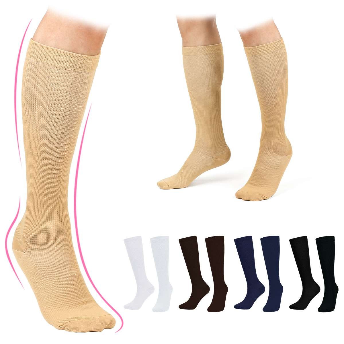 S M L XL 2XL 3XL 4XL Wide Calf Plus Size Compression Socks Women Men 20-30mmHg