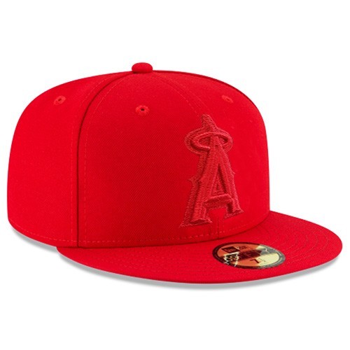 New Era Anaheim Angels Scarlet Fitted Hat MLB Basic Solid Color Red on Red Cap
