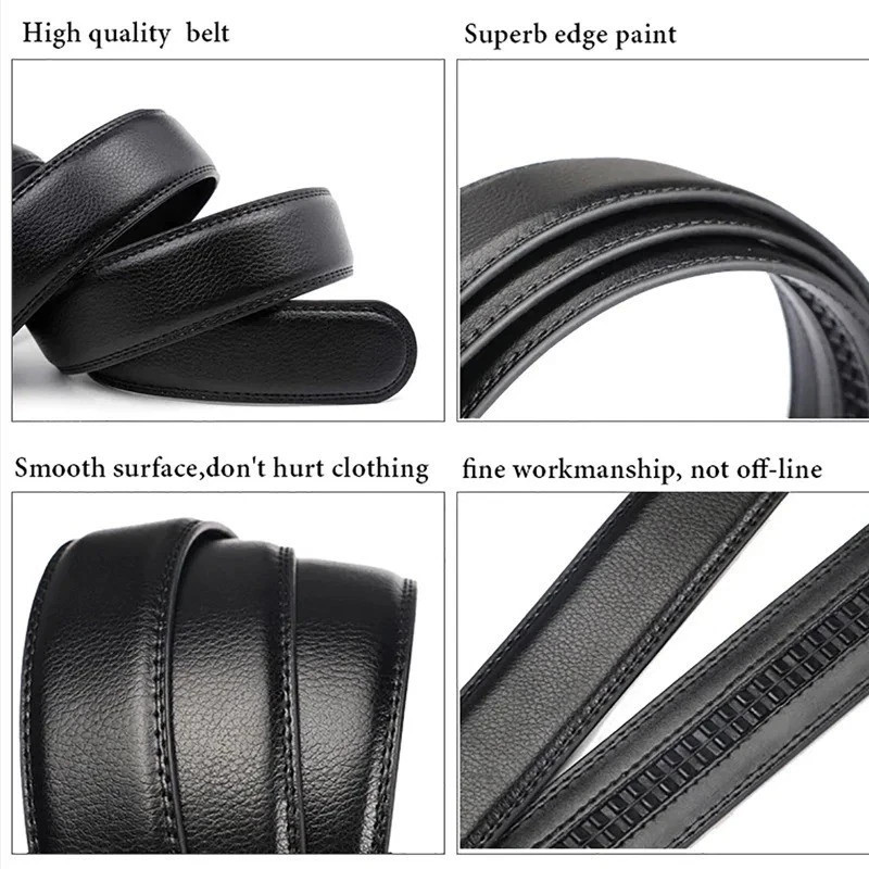 Genuine Leather Mens Ratchet Belt Belts For Men Adjustable Automatic Buckle