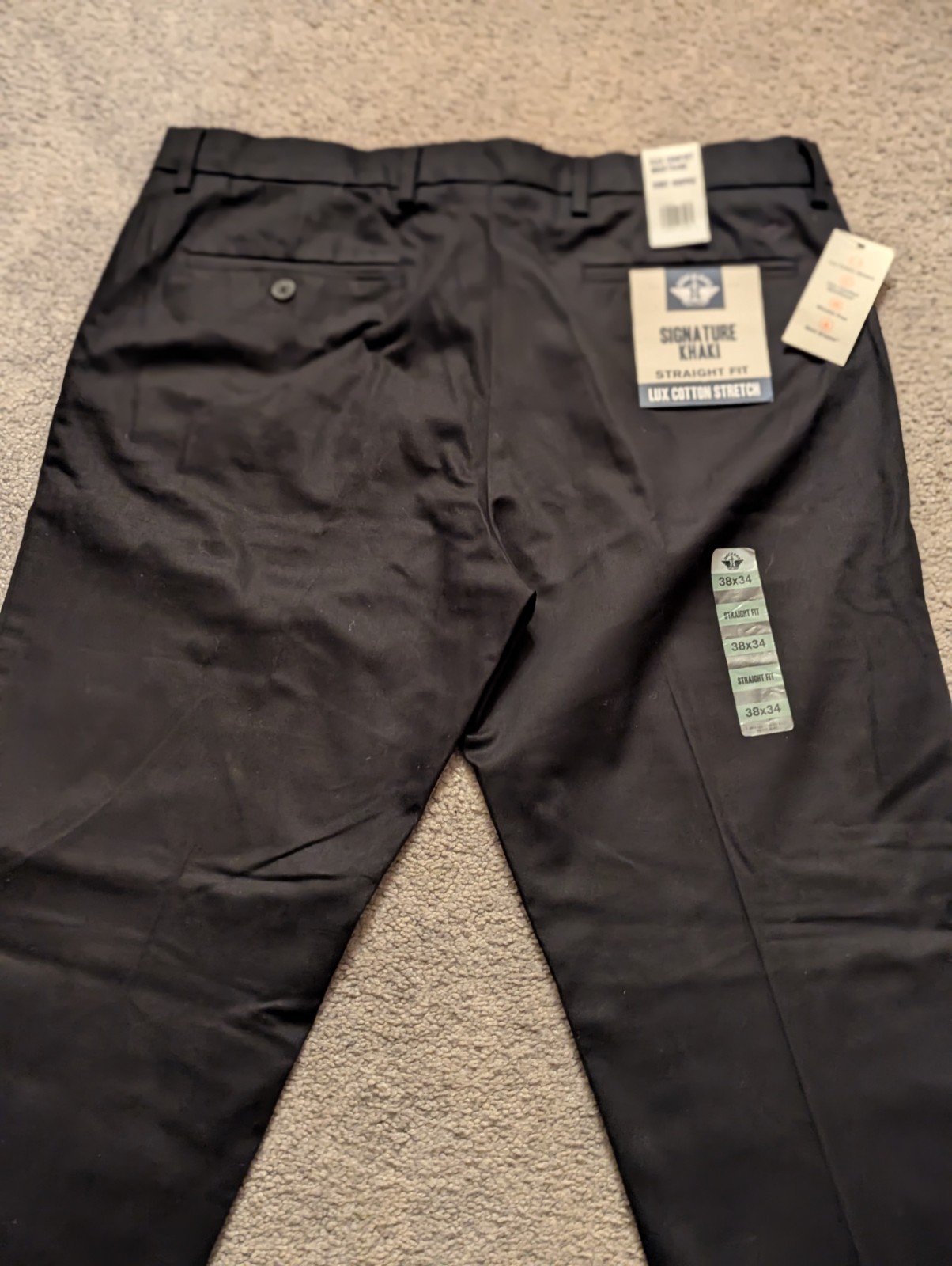 Dockers Men 38X34 Signature Straight Fit Lux Cotton Stretch Comfort Black Khakis